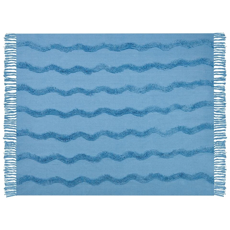 Beliani Plaid KHARI - Blauw Katoen - Afbeelding 4