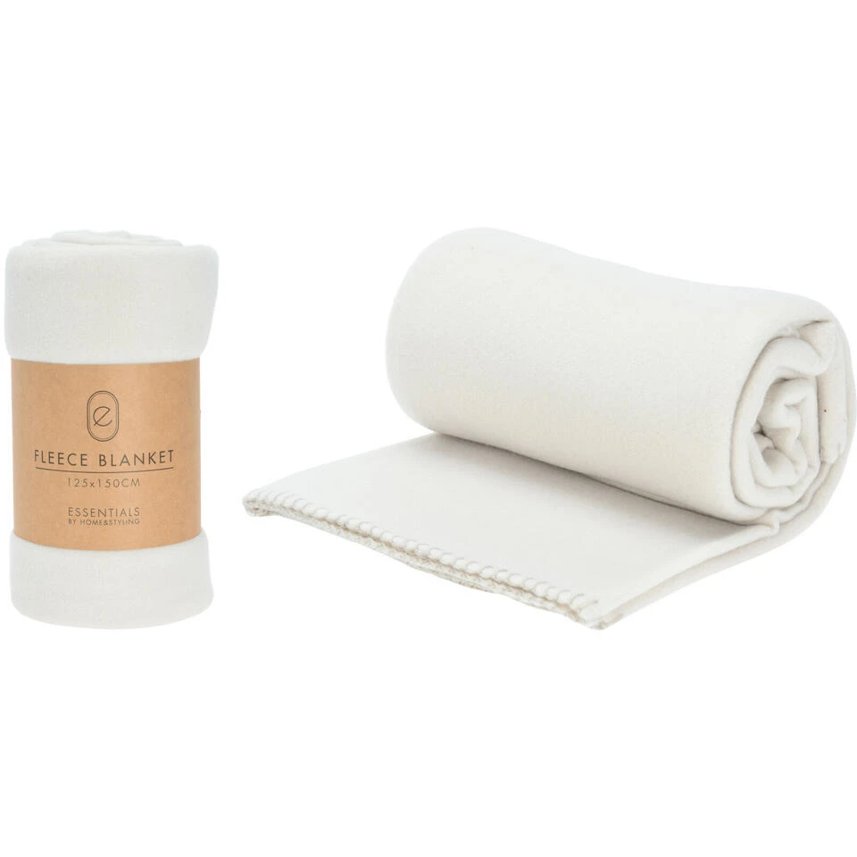 H&S Deken-plaid - Fleece-polyester - Gebroken Wit - 125 X 150 Cm - Afbeelding 2